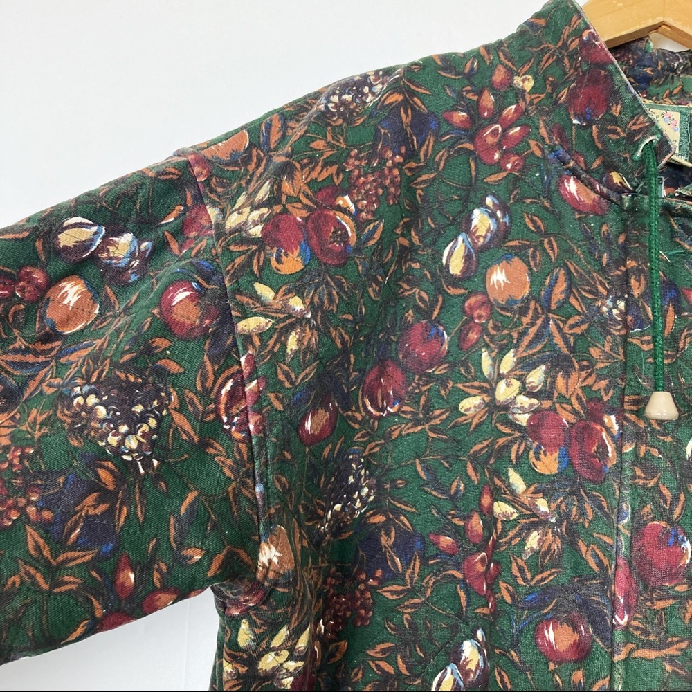 Vintage Green Floral Zip Front Coat - Picture 5 of 11